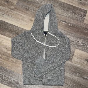 heathered gray hooded zip up American Eagle jacket size large